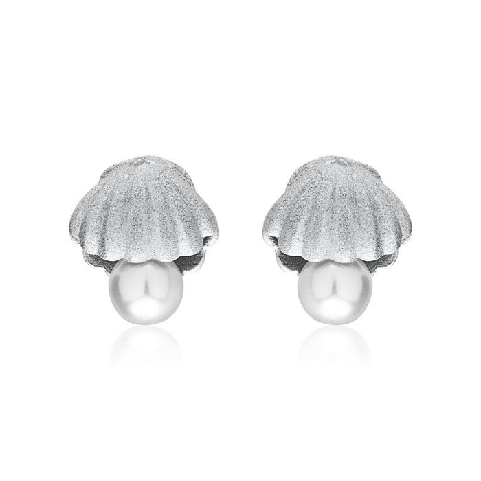 925 silver ear studs shell with pearls