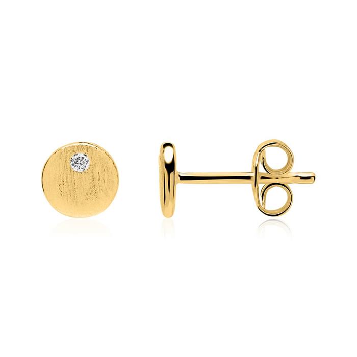 Gold-plated sterling silver ear studs with zirconia