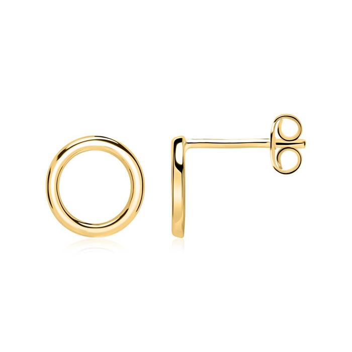 Ear studs circles of gold-plated 925 silver