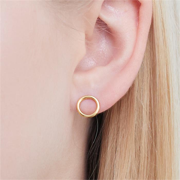 Ear studs circles of gold-plated 925 silver