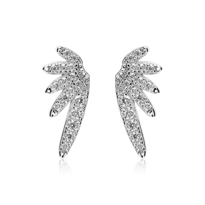 Stud oorbellen wings van sterling zilver met Zirkonia
