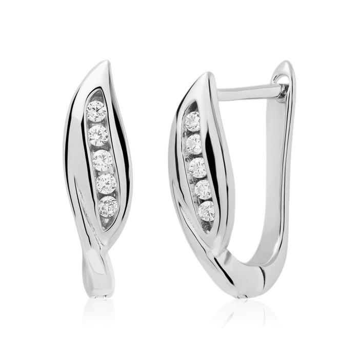 Sterling silver folding hoops with zirconia