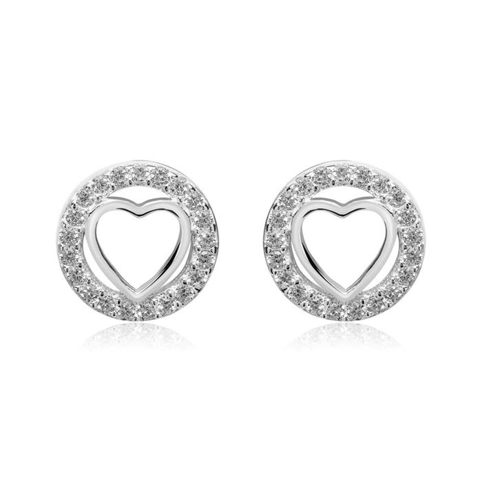 Ladies earrings hearts from 925er silver with zirconia