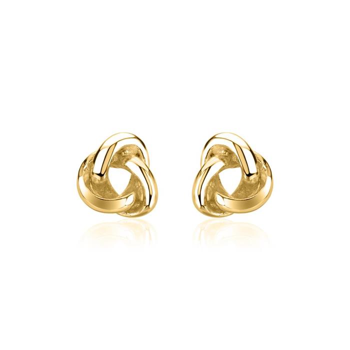 Knot ear studs for ladies made of 925 silver, gold plated