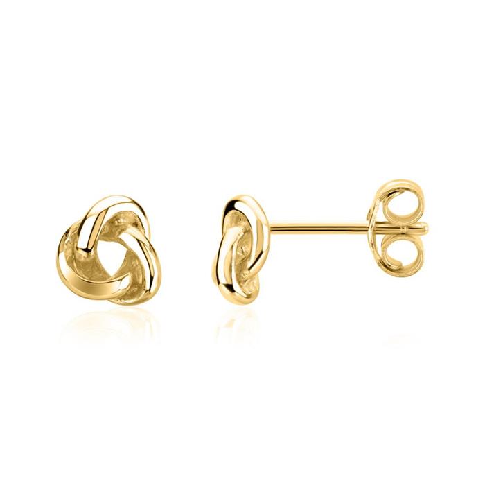 Knot ear studs for ladies made of 925 silver, gold plated