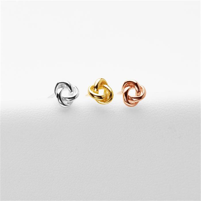 Ladies ear studs knot made of 925 silver, rose gold-plated