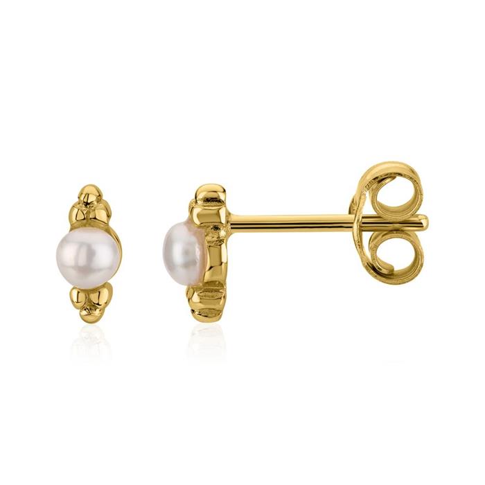 Pendientes de perlas para mujer de plata 925 bañada en oro