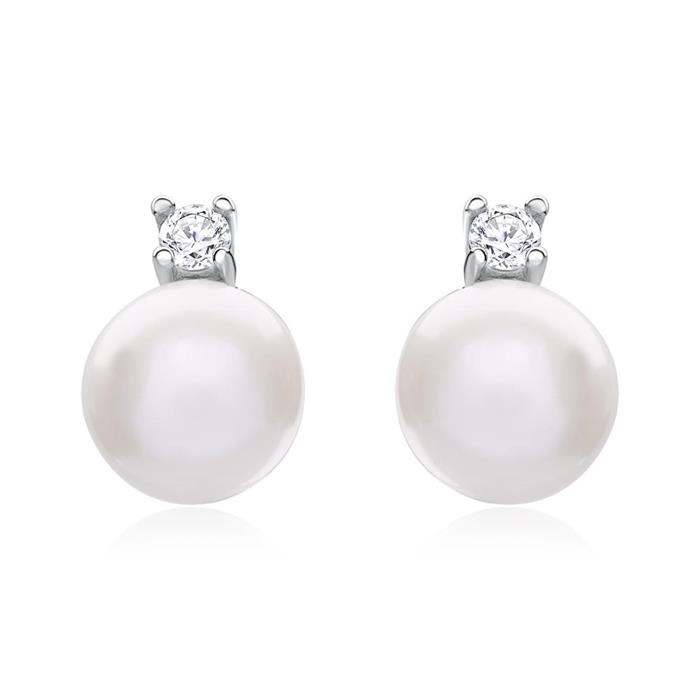 Pearl earring in 925 sterling silver with zirconia