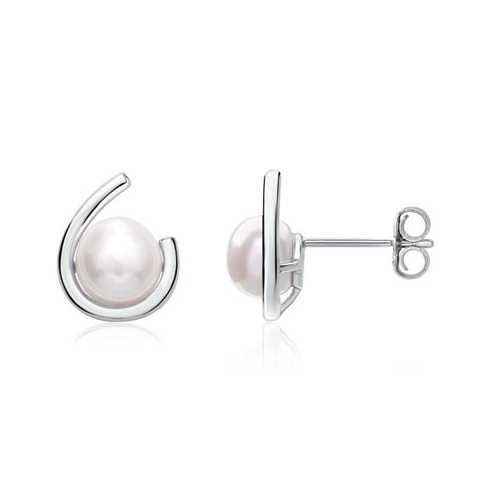 Stud oorbellen voor dames in sterling zilver met parels