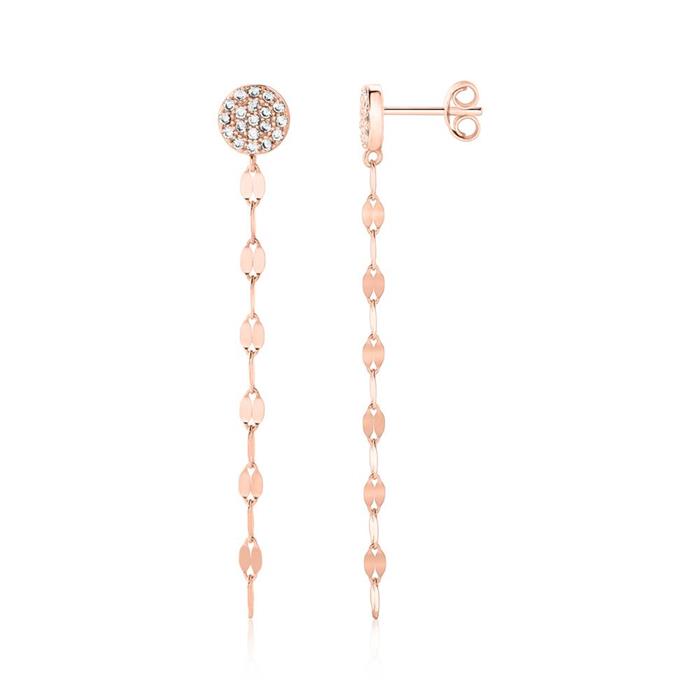 Stud earrings in rose gold plated 925 silver zirconia