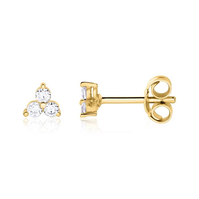 Earstuds from gold-plated 925 silver with zirconia