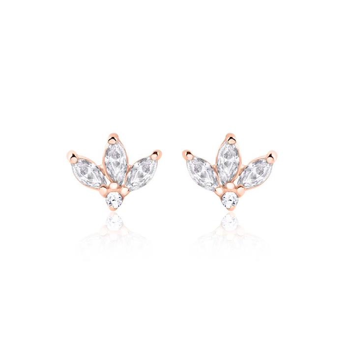 Zirconia stud earrings in 925 silver, rosé