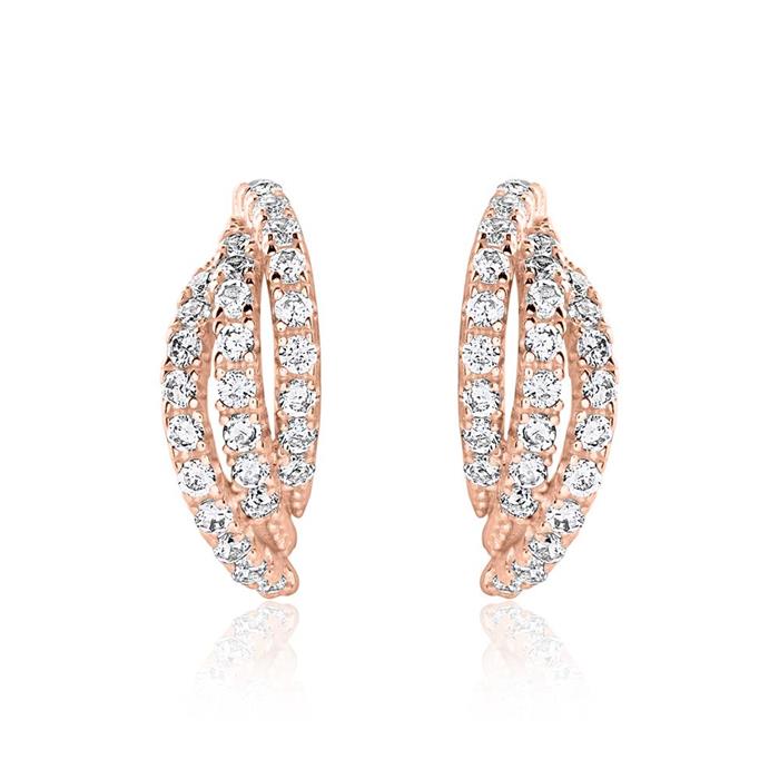 Zirconia stud earrings in 925 silver, ros&#xE9;