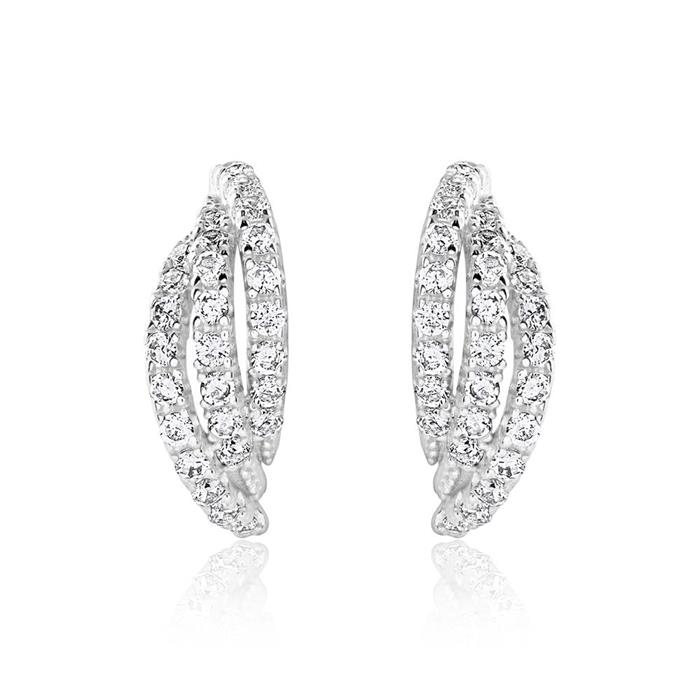 Sterling silver stud earrings for women with zirconia