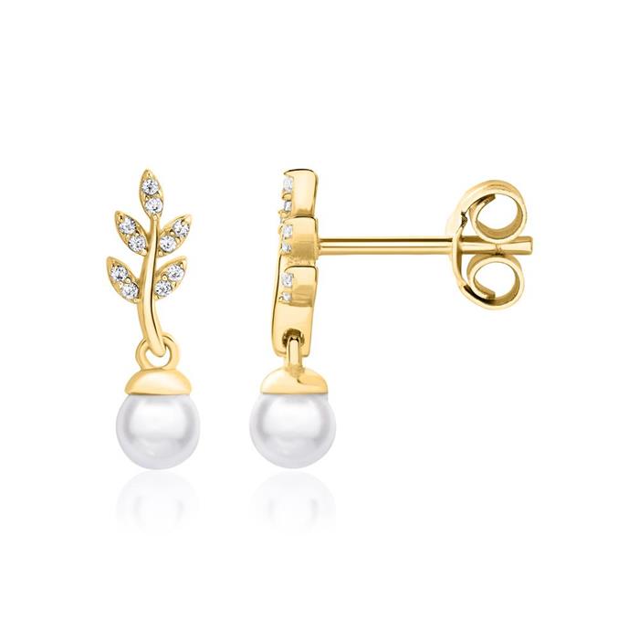 Pearl earrings made of gold-plated 925 silver