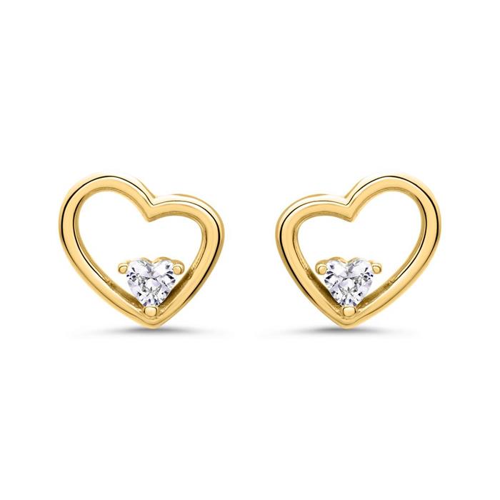 Ladies earstuds hearts in gold-plated 925 silver