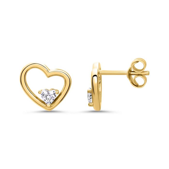 Ladies earstuds hearts in gold-plated 925 silver