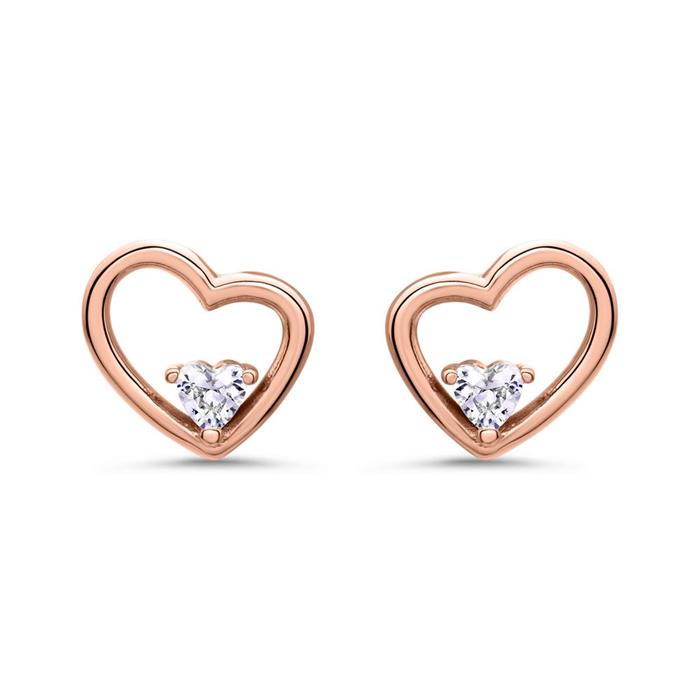 Pendientes de plata 925 corazones para mujer, rosa