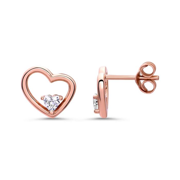 Pendientes de plata 925 corazones para mujer, rosa