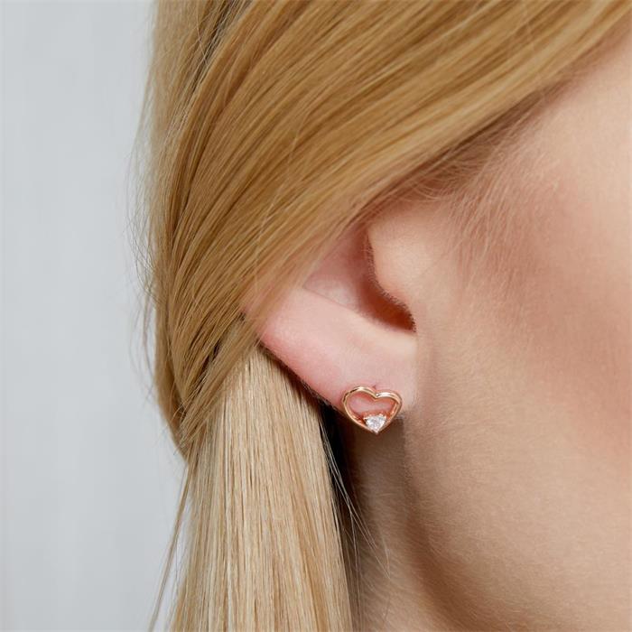 Stud earrings for ladies in sterling silver, rosé