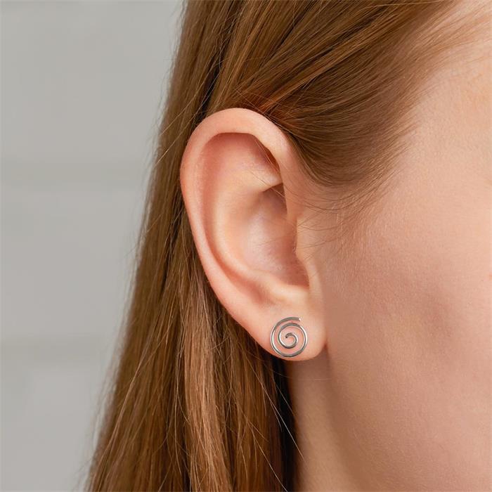 Ear studs for ladies spirals in sterling silver