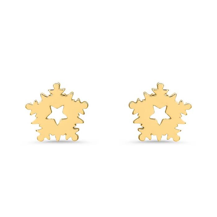 Ladies earstuds snowflakes in 925 silver, gold
