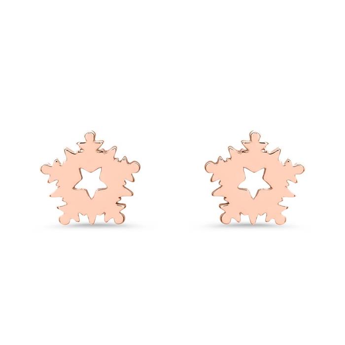 Stud earrings snowflakes in 925 silver, rosé