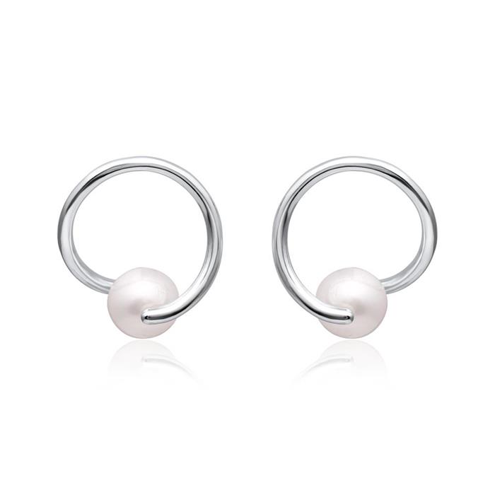 Stud earrings for ladies in sterling silver with pearl