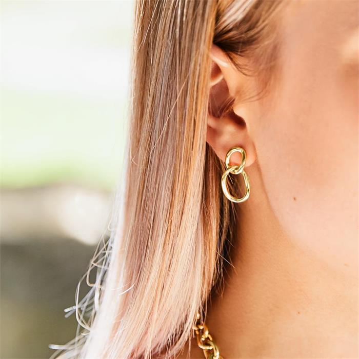 Ladies stud earrings in 925 sterling silver, gold plated