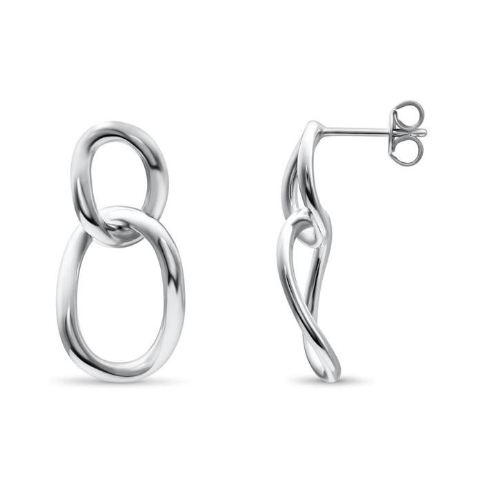 Stud earrings with pendants in sterling silver