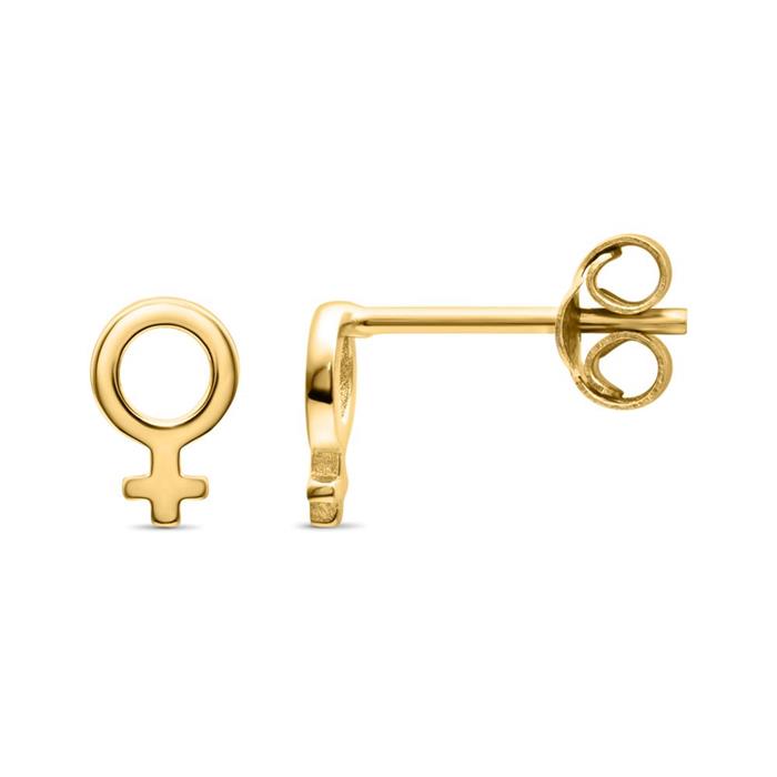 925 gold plated silver stud earrings venus symbol