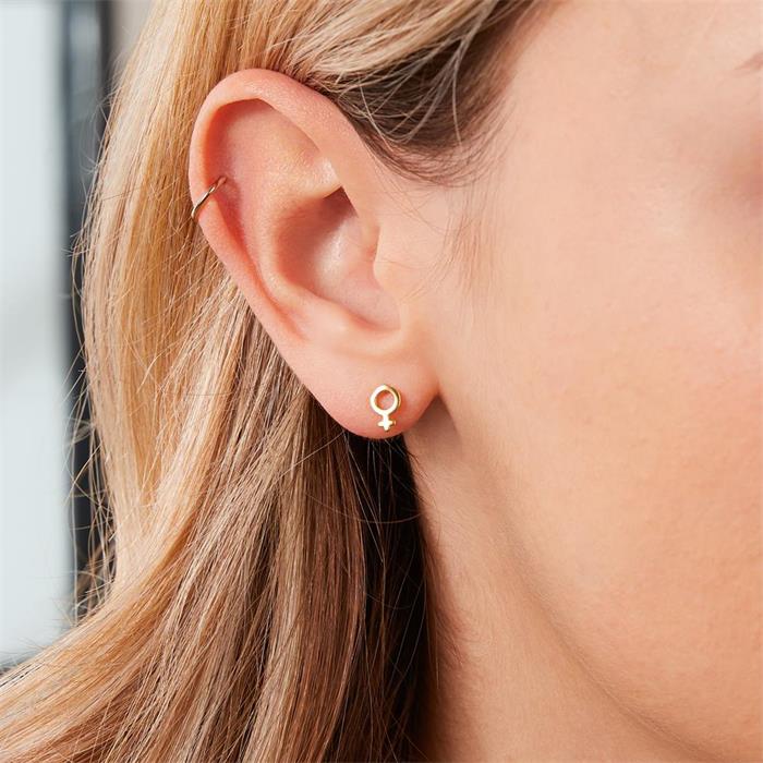 925 gold plated silver stud earrings venus symbol