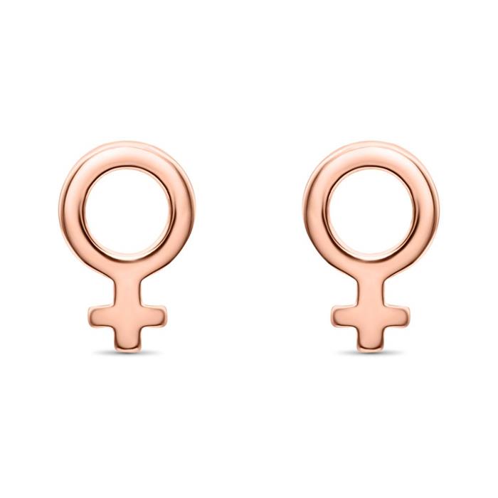 Stud earrings venus symbol in 925 sterling silver, rosé