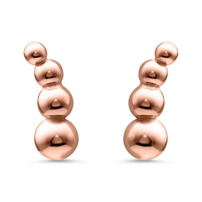 Ear studs balls in 925 sterling silver, rose gold plated