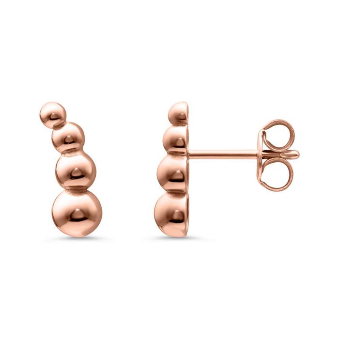 Ear studs balls in 925 sterling silver, rose gold plated