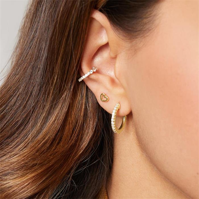 Ladies gold plated 925 sterling silver ear cuffs with cubic zirconia