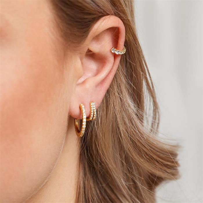 Stud earrings in gold-plated 925 sterling silver with cubic zirconia