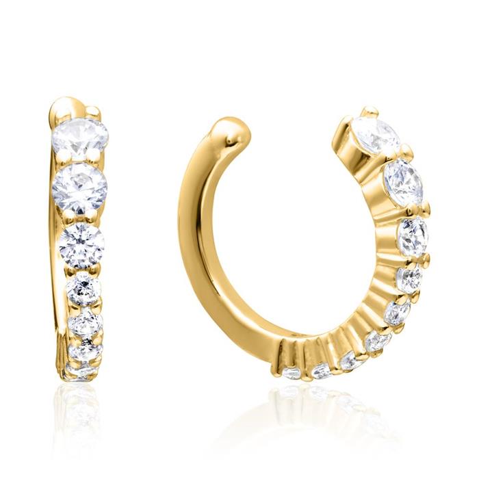 Ladies gold plated 925 sterling silver ear cuffs with cubic zirconia