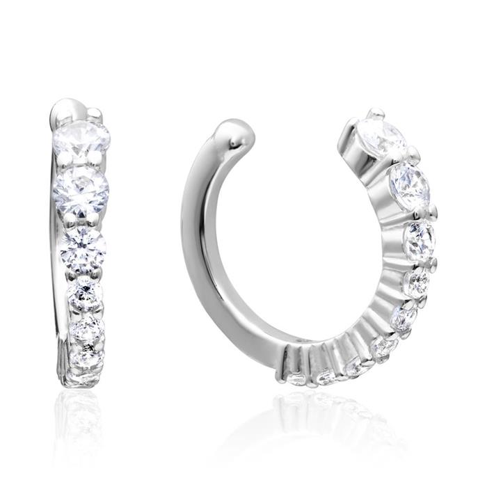 Ladies ear cuffs in sterling silver with cubic zirconia