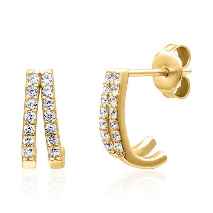 Stud earrings in gold-plated 925 sterling silver with cubic zirconia