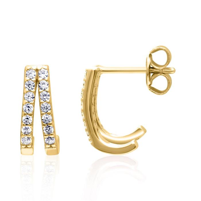 Stud earrings in gold-plated 925 sterling silver with cubic zirconia