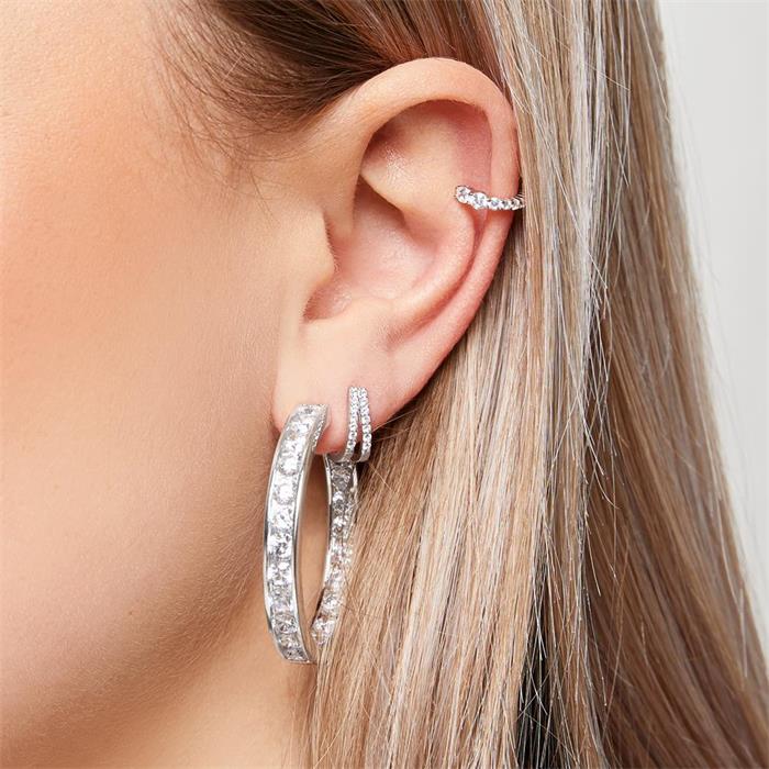 Ladies stud earrings in 925 sterling silver with cubic zirconia