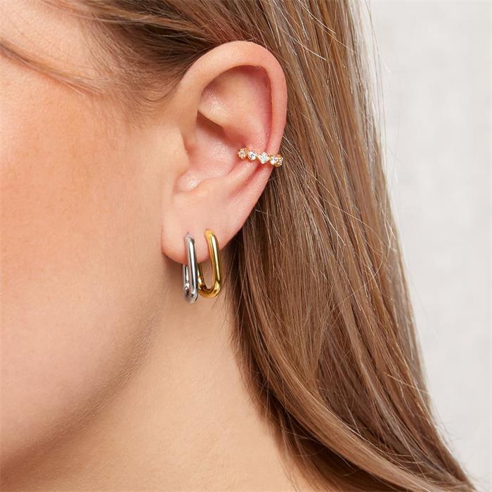 Ear cuffs in gold-plated sterling silver with zirconia