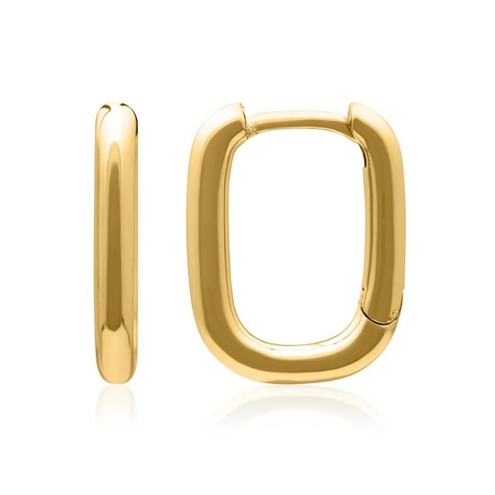 Ladies 925 sterling silver gold plated square hoop earrings