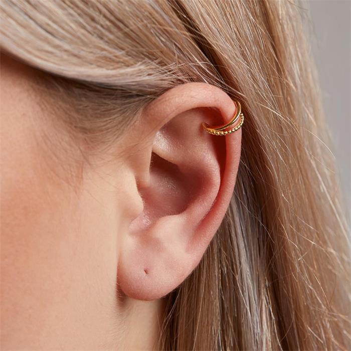 Damen Ear Cuffs aus Sterlingsilber, gold, zweireihig