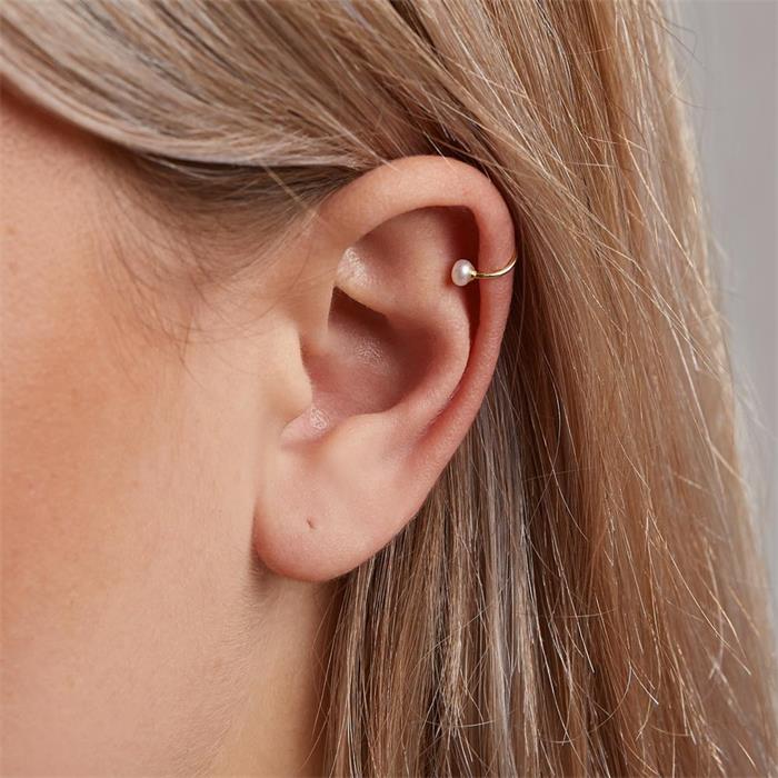 Ladies ear cuffs in 925 sterling silver, gold, freshwater pearls