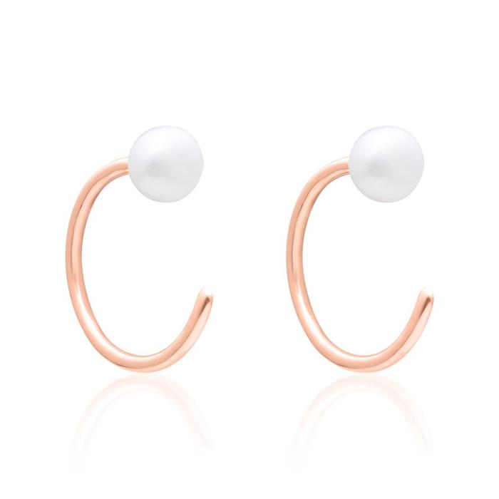 Ladies ear cuffs in 925 sterling silver, rosé, Freshwater pearl