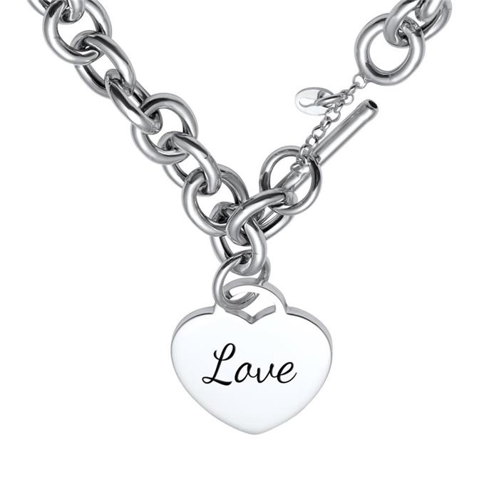 Modern silver necklace with heart pendant