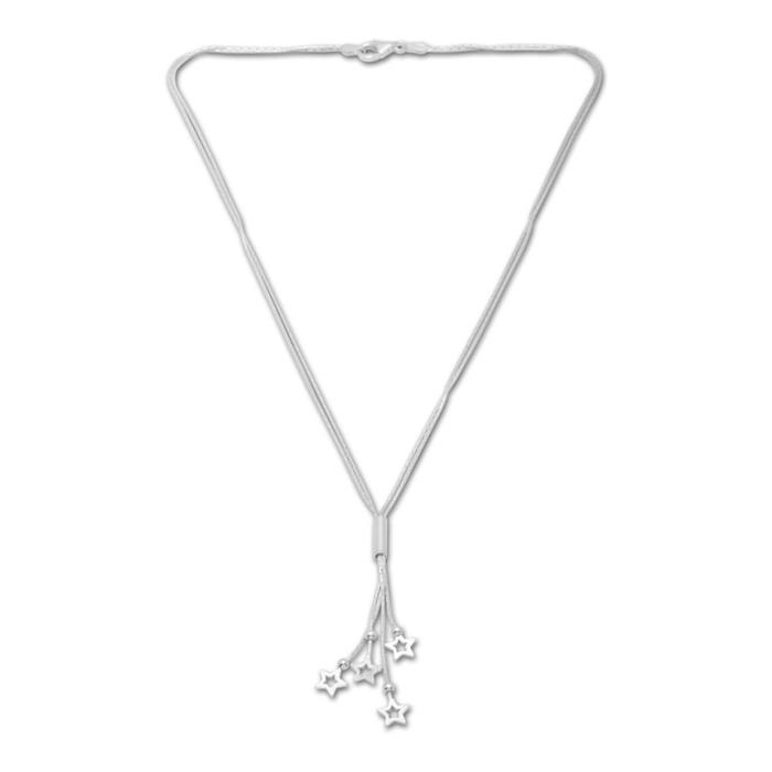 Exclusive silver necklace with star pendants