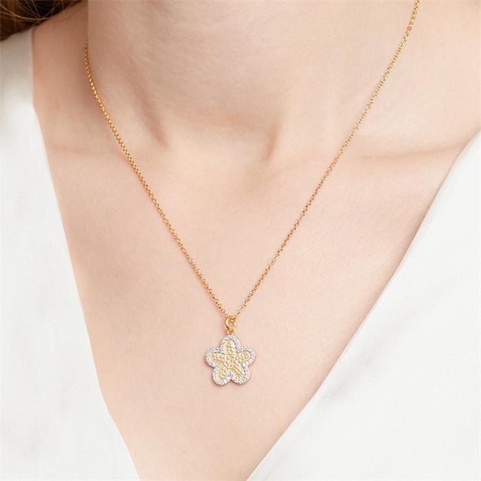 Gold plated sterling silver necklace with flower pendant